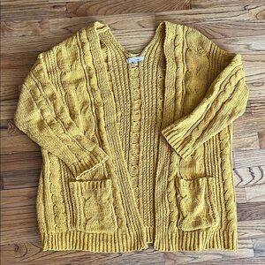 Love Tree Mustard Cable Knit Cardigan